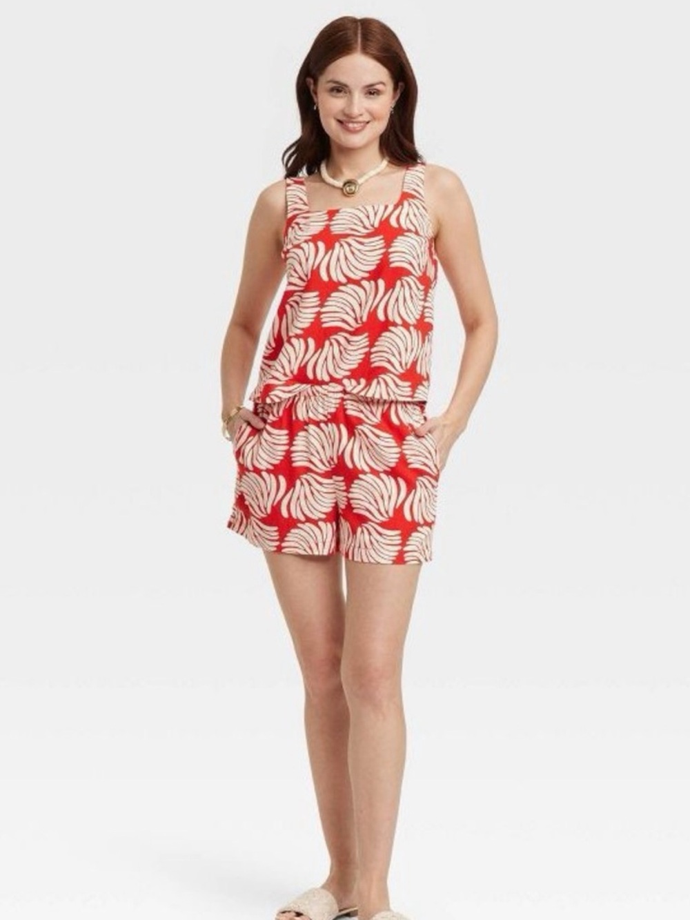 a new day Red & Cream Tropical Print 2-Piece Set